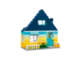 LEGO blue and yellow striped house.