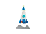 LEGO rocket on cloud base.