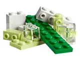Green, white, trans-clear bricks
