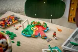 LEGO parts spread out.