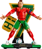 LEGO Cristiano Ronaldo 'Siii' pose with 'CR7' backdrop.