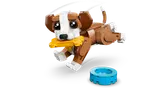 LEGO puppy jumping with bone.