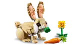 Crouching LEGO bunny eating.