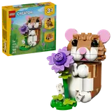 LEGO Hamster with its Creator 3-in-1 box.