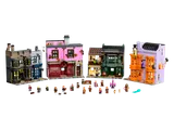LEGO Diagon Alley exploded view with minifigures.