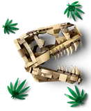 Disassembled LEGO T. rex skull jaws.