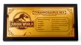 LEGO T. rex display plaque.