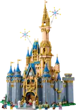 Front view of the LEGO Disney Castle with minifigures.