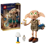 LEGO Dobby set box next to the built figure and accessories.