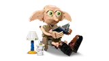 LEGO Dobby sitting, reading diary, with lamp and skeleton.