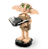 Close-up of LEGO Dobby holding a diary.