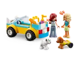 Rear view of LEGO Friends Dog-Grooming Car with minifigures.