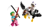 Zoro minifigure fights bird creature rider.