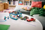 LEGO car wash set in play.