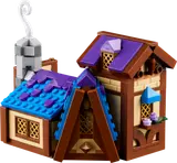 House roof with purple and blue.