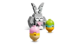 Close-up of LEGO bunny and eggs.