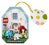 Assembled LEGO Easter Bunny in themed packaging.