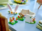 Modular LEGO bunny scenes.