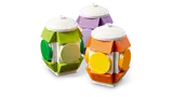 Close-up of three LEGO eggs.
