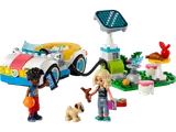 LEGO Friends Electric Car and Charger set with minifigures and pug.