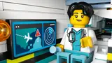 Doctor minifigure with console inside jet.