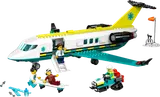 LEGO City Air Ambulance jet with minifigures and snowmobile.