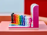Side profile of LEGO rainbow set.