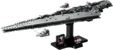 LEGO Executor Super Star Destroyer on display stand with micro Star Destroyers.