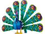 LEGO peacock with fanned tail.