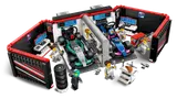 Pit stop action inside the F1 garage.