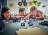 Family enjoying LEGO F1 set.