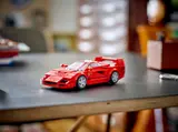Finished LEGO Ferrari F40 on desk.