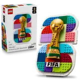 LEGO FIFA 2026 emblem box and built model.