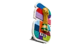 LEGO FIFA 2026 emblem with stand, side view.