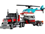 Flatbed Truck with Helicopter on trailer.