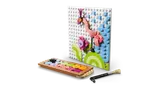 LEGO flamingo art with palette.