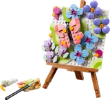 LEGO Floral Art painting on easel with accessories.