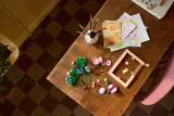 LEGO floral set components laid out.