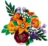 Close-up of dense LEGO bouquet.