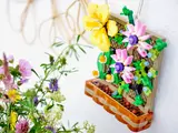 LEGO Flower Trellis hanging on a wall.