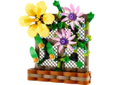 Front view of the LEGO Flower Trellis Display with yellow and pink flowers.
