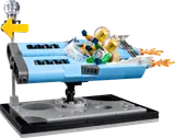LEGO Flying Moon Car with minifigures on a stand.