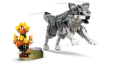 LEGO gray wolf leaping.