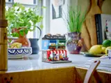 LEGO Fruit Store on a counter.