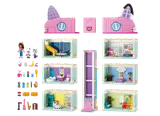 Exploded view of modular dollhouse sections.