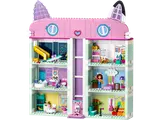 Assembled LEGO Gabby's Dollhouse with minifigures.