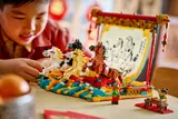 Child adjusting LEGO horse