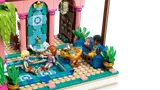 Close-up of the tiled pool and fountain.