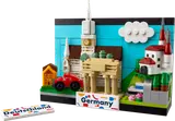 Assembled LEGO Creator Germany Postcard with landmarks and "Germany" tile.