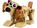 Detailed view of the brick-built dog.